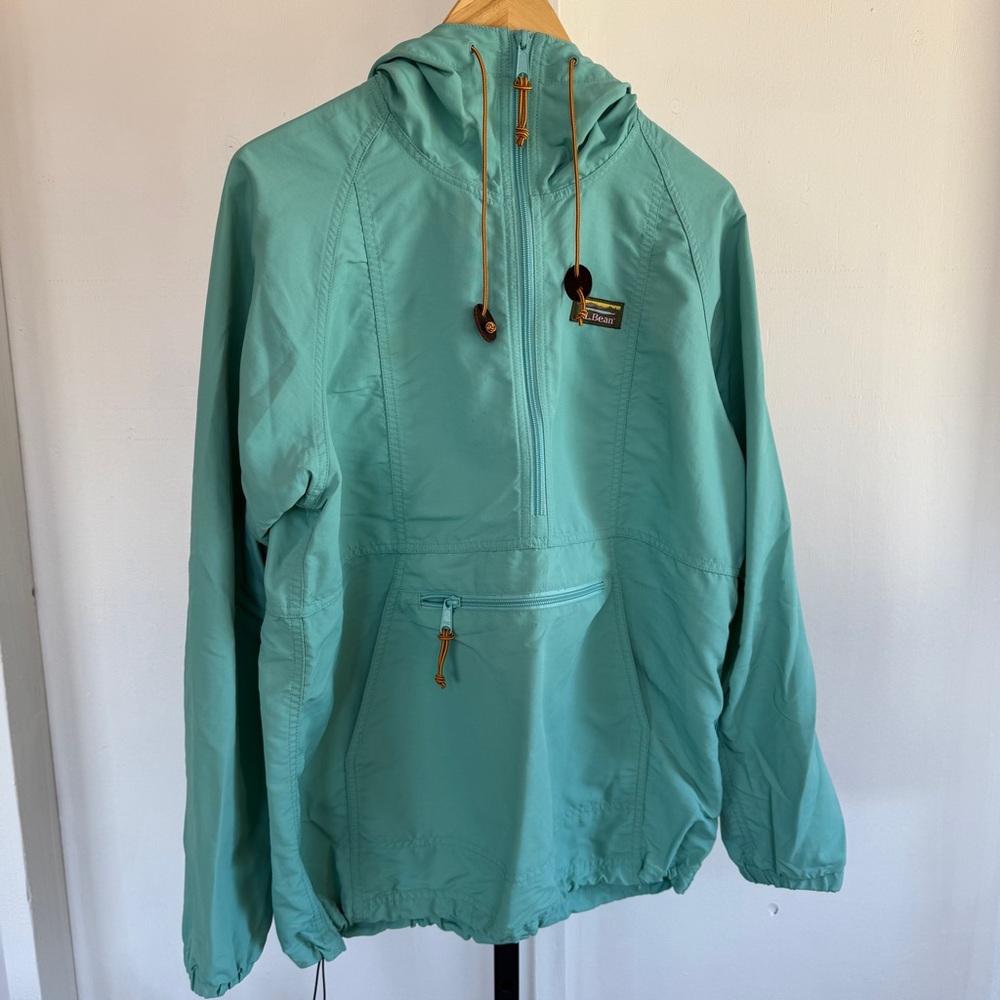 LL Bean Women’s Teal Hooded Windbreaker Anorak - Medium